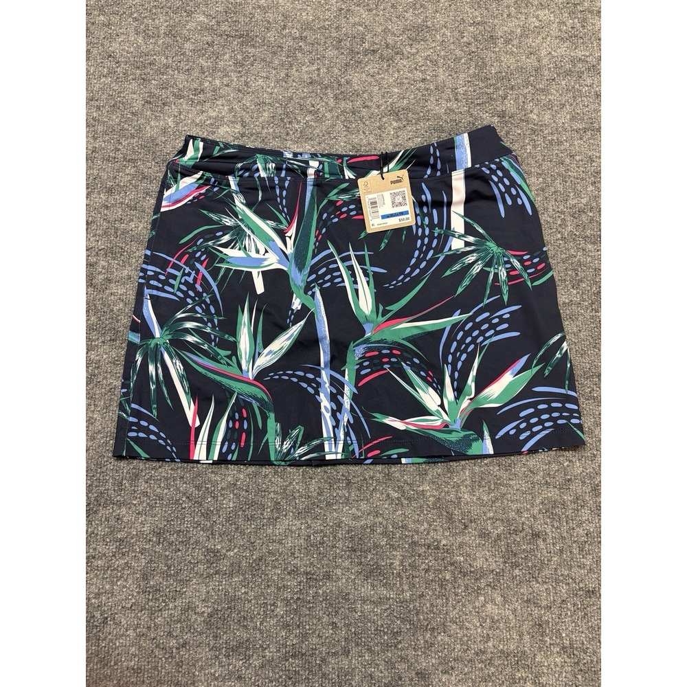 PUMA Forever Better Blake Paradise Golf Skort Youth XL Multi Palm Leaf UPF 40